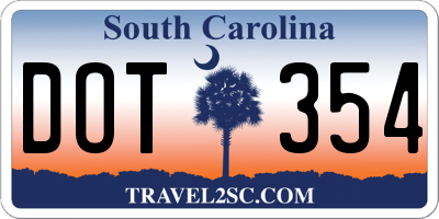 SC license plate DOT354