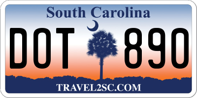 SC license plate DOT890