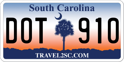 SC license plate DOT910