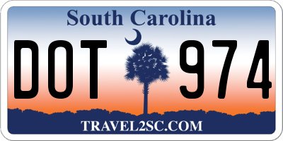 SC license plate DOT974