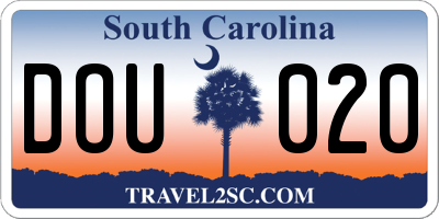 SC license plate DOU020