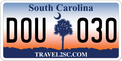 SC license plate DOU030
