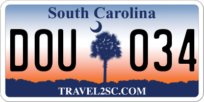 SC license plate DOU034