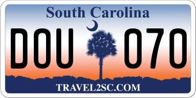 SC license plate DOU070