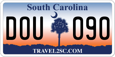 SC license plate DOU090