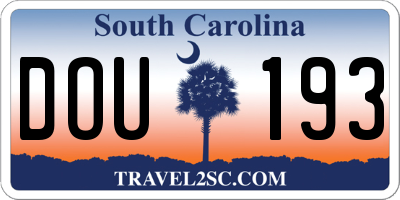 SC license plate DOU193