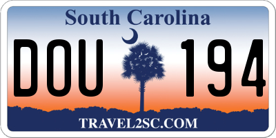 SC license plate DOU194