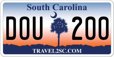 SC license plate DOU200