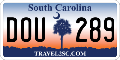 SC license plate DOU289