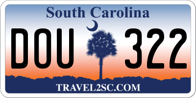 SC license plate DOU322