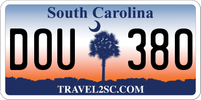 SC license plate DOU380