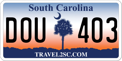 SC license plate DOU403