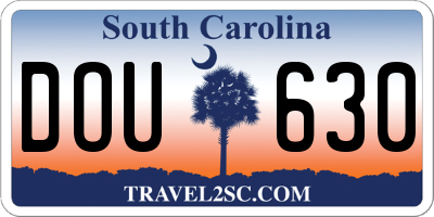 SC license plate DOU630