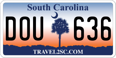 SC license plate DOU636