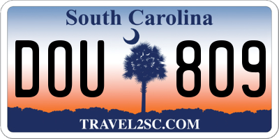 SC license plate DOU809