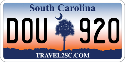 SC license plate DOU920