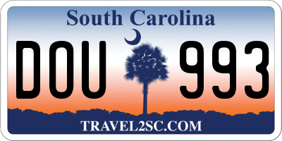 SC license plate DOU993