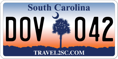 SC license plate DOV042