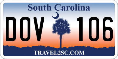 SC license plate DOV106