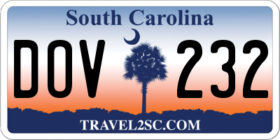 SC license plate DOV232