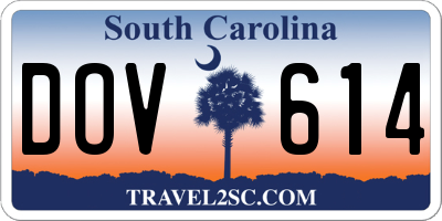 SC license plate DOV614