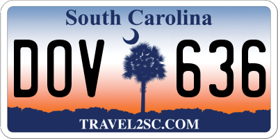 SC license plate DOV636