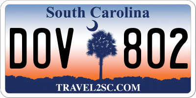 SC license plate DOV802