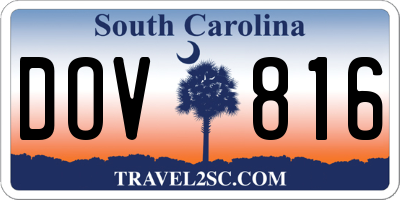 SC license plate DOV816