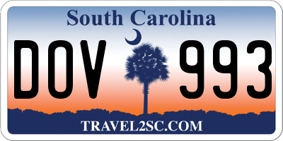 SC license plate DOV993