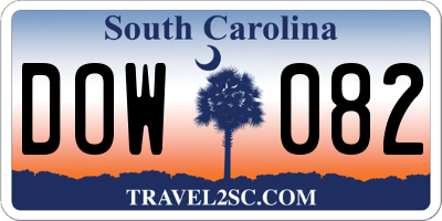 SC license plate DOW082