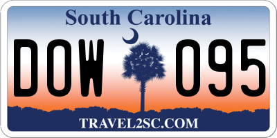SC license plate DOW095