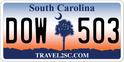 SC license plate DOW503