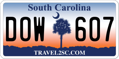SC license plate DOW607