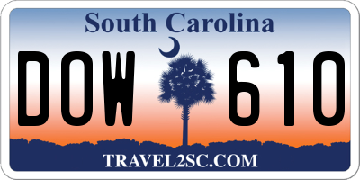 SC license plate DOW610