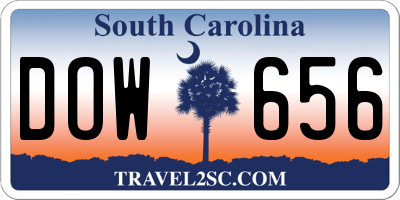 SC license plate DOW656