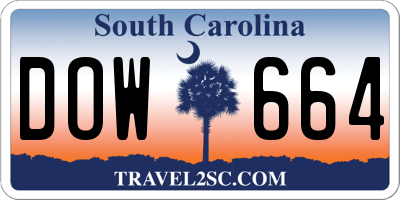 SC license plate DOW664