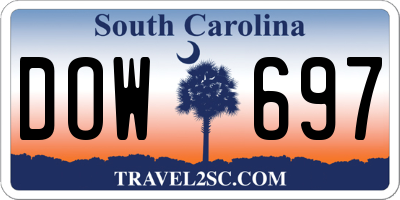 SC license plate DOW697