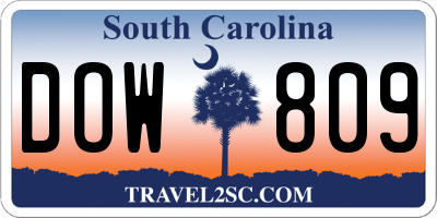 SC license plate DOW809