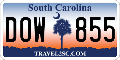 SC license plate DOW855