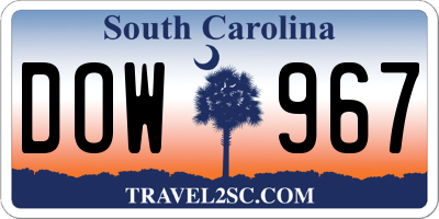 SC license plate DOW967