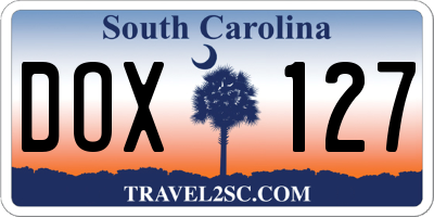 SC license plate DOX127
