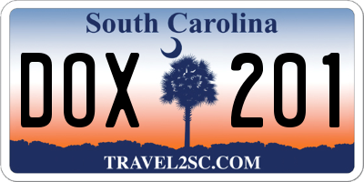 SC license plate DOX201