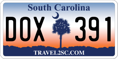 SC license plate DOX391