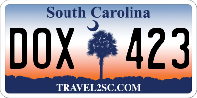 SC license plate DOX423