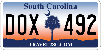 SC license plate DOX492
