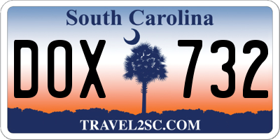 SC license plate DOX732