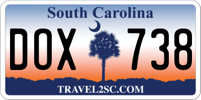 SC license plate DOX738