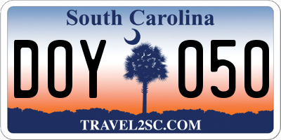 SC license plate DOY050