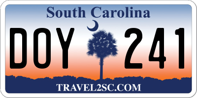SC license plate DOY241