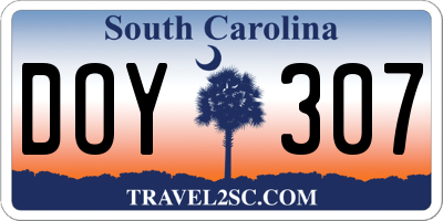 SC license plate DOY307